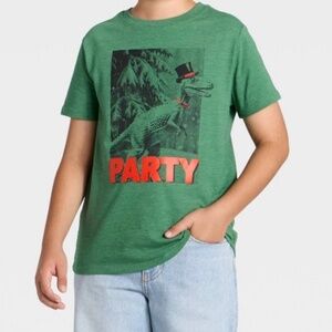Boys Green Dinosaur “Party” Graphic T-Shirt Size L (10/12) NWT